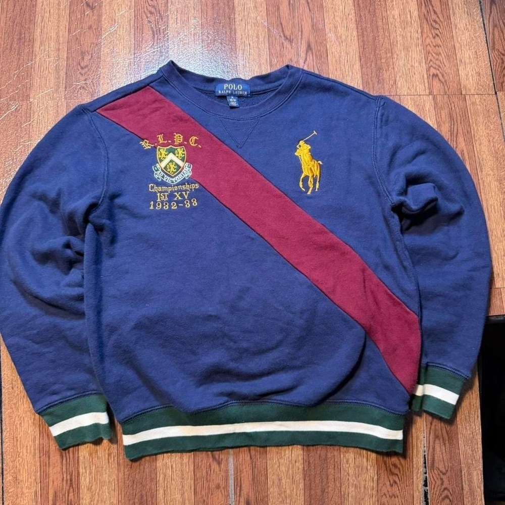 Polo Ralph‎ Lauren Blue RLPC Crest Big Pony Sweatshirt Youth Medium (10)